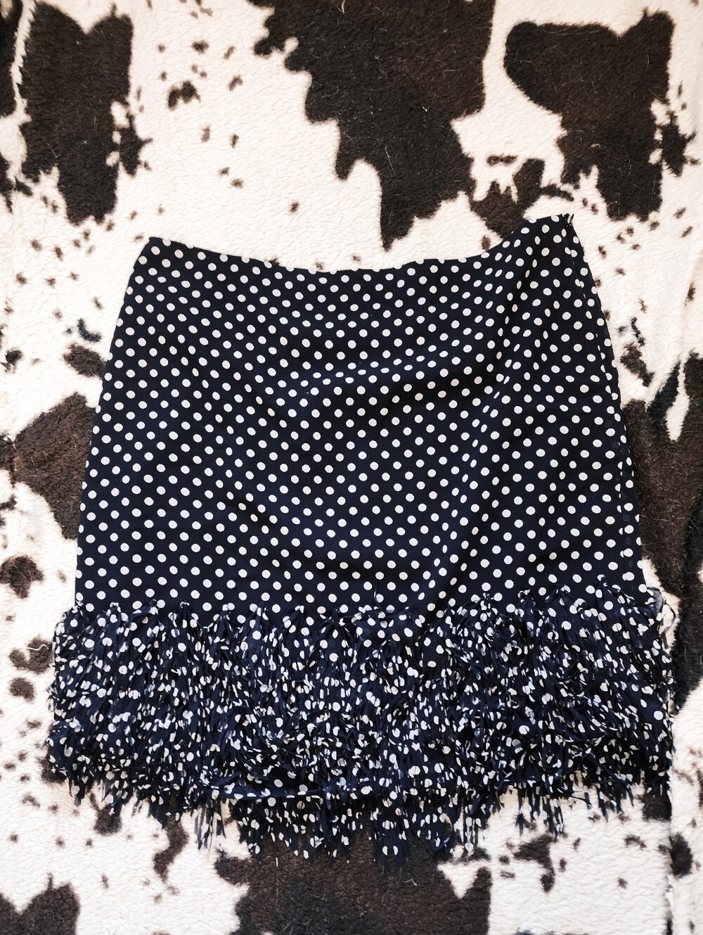 "ANN TAYLOR" WOMEN'S MIDI POLKADOT SKIRT - NAVY